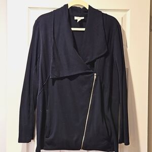 Navy sweatshirt jacket by Style + Co. XXL. Asymmetrical Zipper. Pockets!